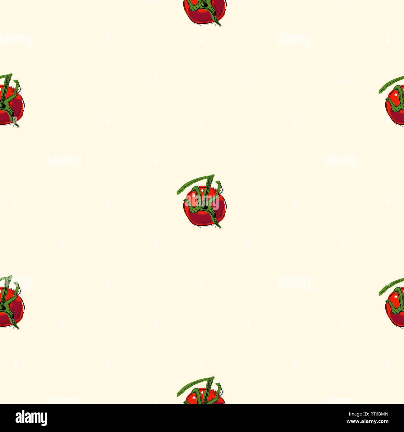 Vector seamless pattern with tomatoes on a white background. EPS 10 Stock Vector