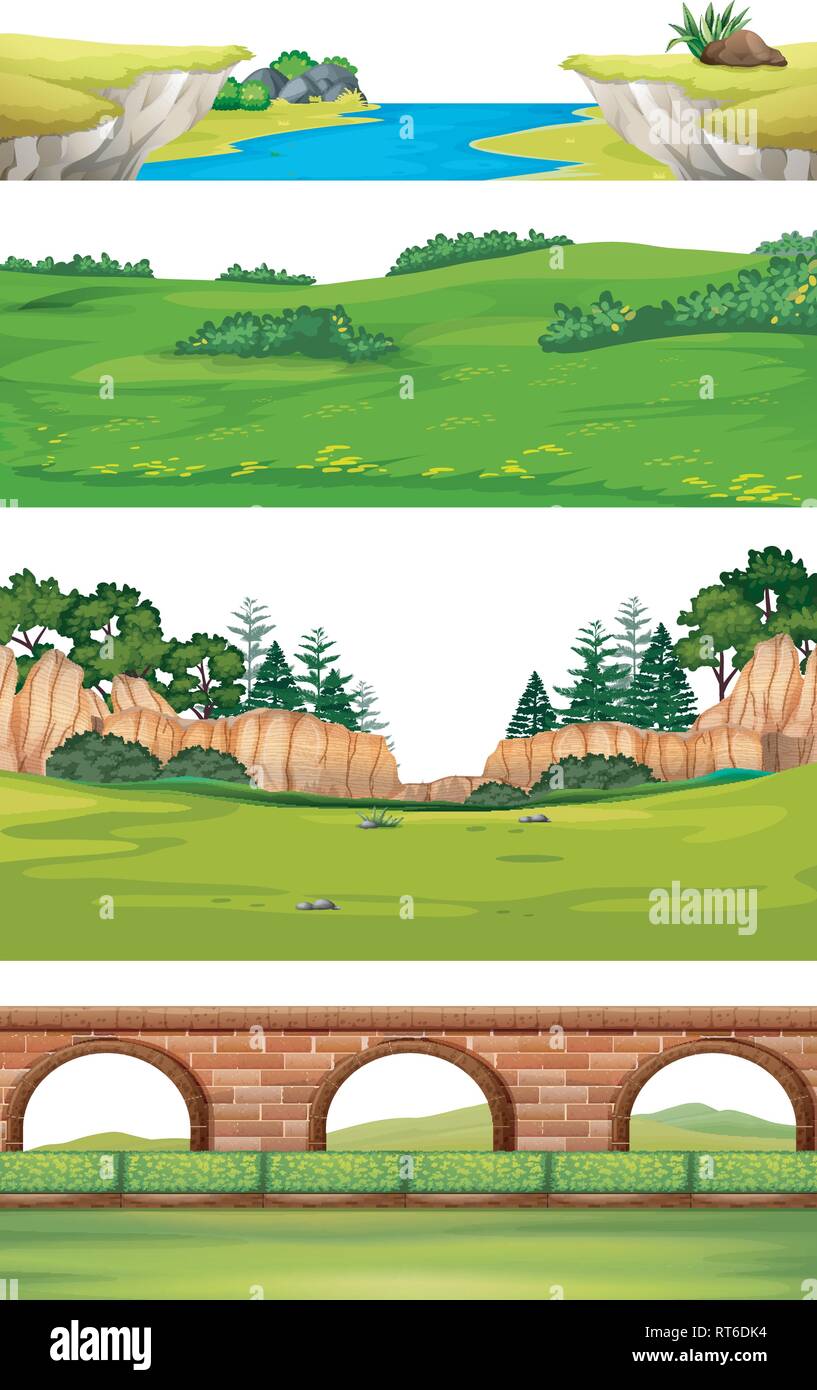 Set of nature landscape illustration Stock Vector Image & Art - Alamy