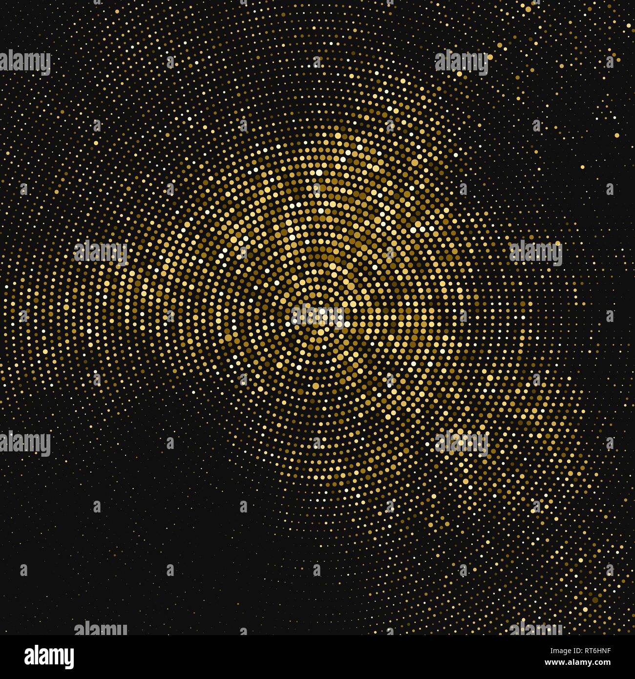 Gold Glitter Halftone Dotted Backdrop. Abstract Circular Retro Pattern ...