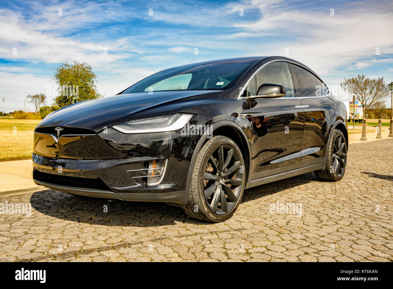 Black Tesla Model X Electric Car Parked On A City Street In