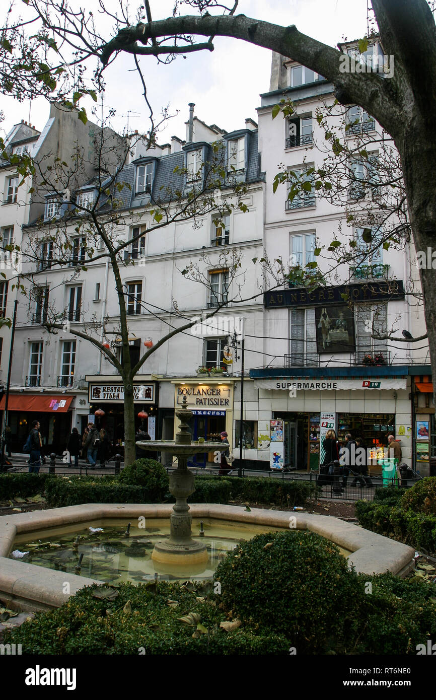 Contrescarpe square, Place de la Contrescarpe, Paris 5th, France Stock Photo