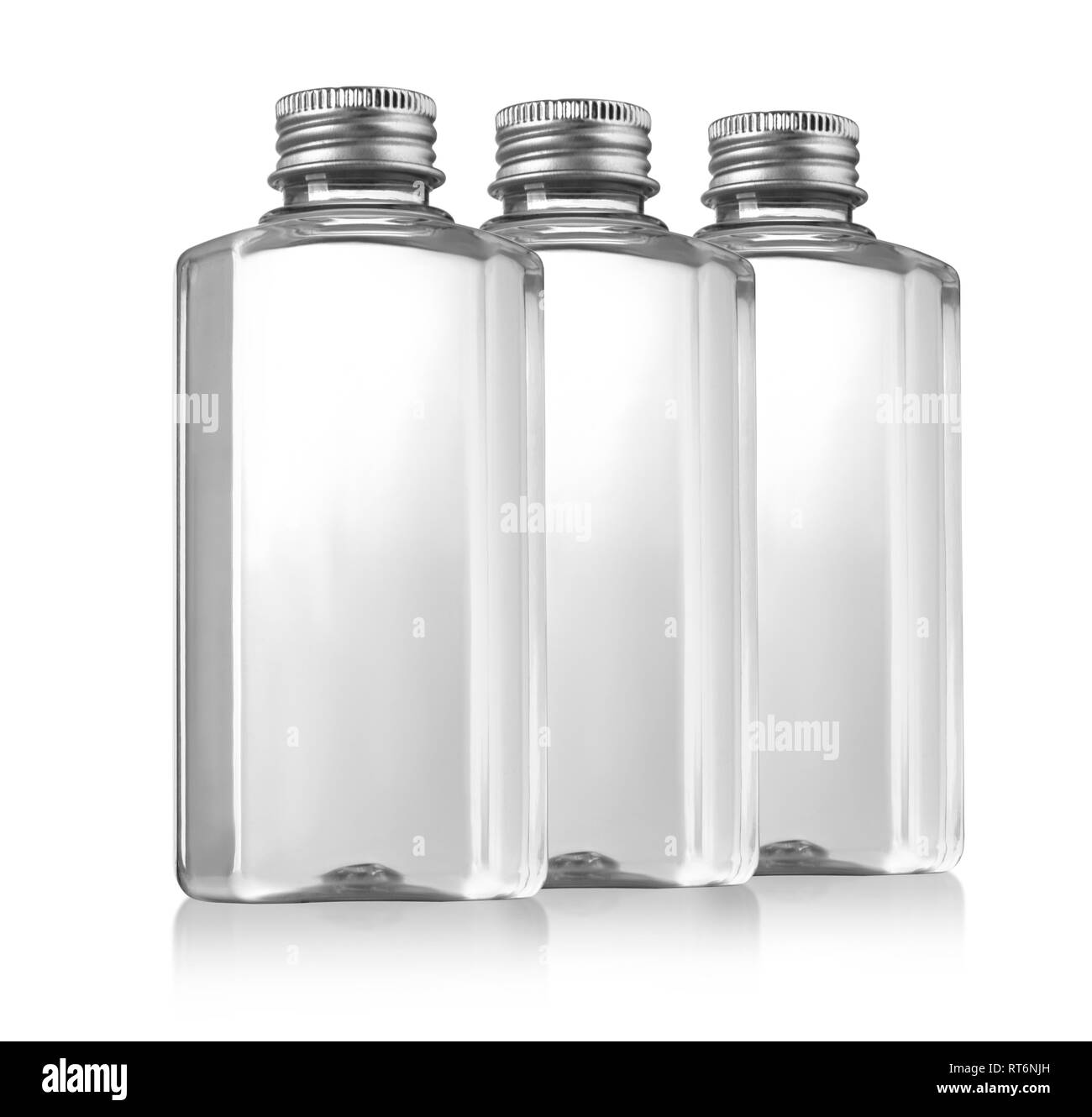 three container bottles isolated over white background Stock Photo Alamy