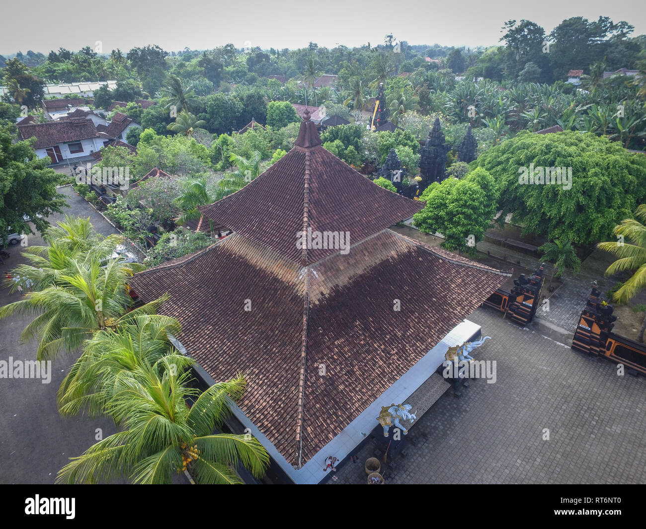 Javanese traditional building called Pendopo. The picture taken in Pura Blambangan in Banyuwangi - Indonesia Stock Photo