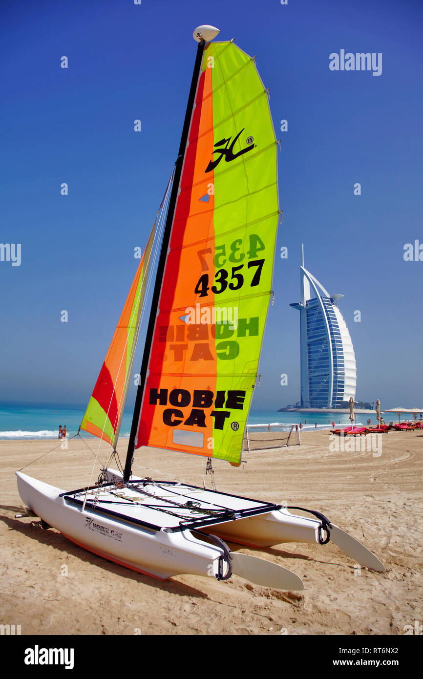 Luxury hotel Burj al Arab, Jumeirah Beach, Dubai, United Arab Emirates, Middle East, Asia Stock Photo