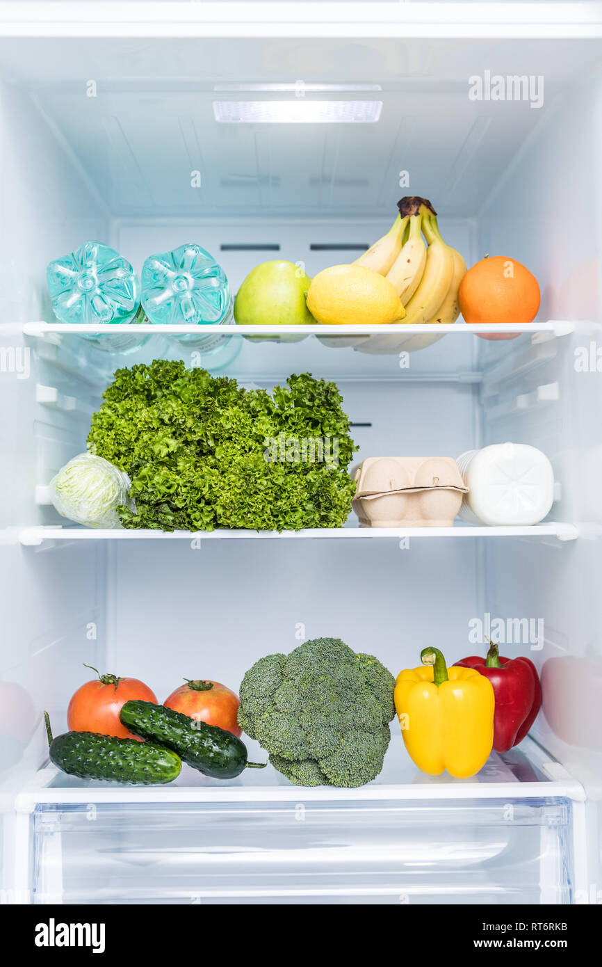 Open fridge full fruits vegetables hires stock photography and images