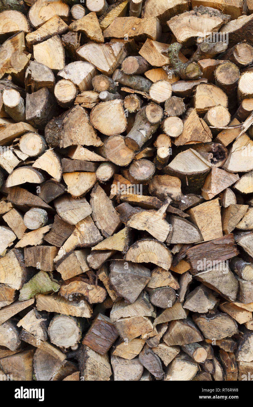 Stack of cut firewood suitable for use as a background Stock Photo