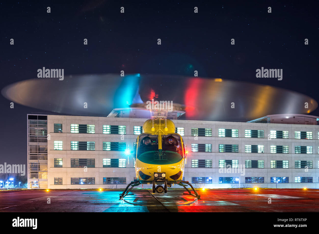 A Bell 429 used for HEMS on the helipad at great western hospital. Stock Photo