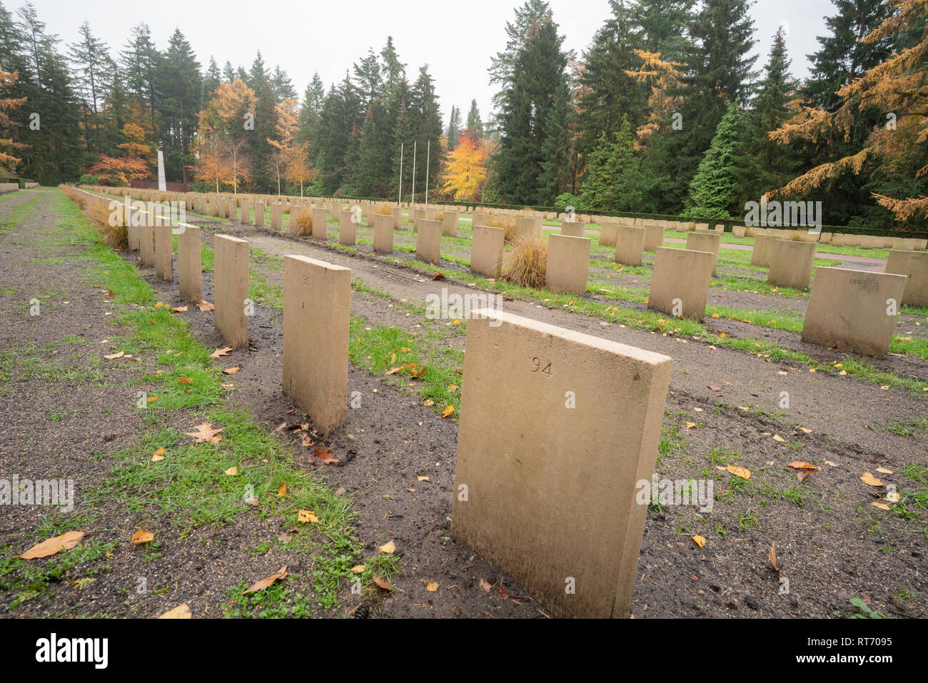 Russian field of honor at the Rusthof Amersfoort Crematorium and Cemetery - The Netherlands Stock Photo