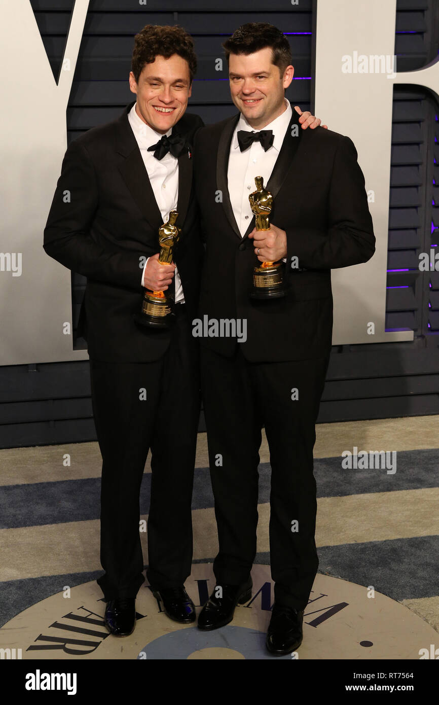 Beverly Hills, USA. 25th Feb, 2019. LOS ANGELES - FEB 24: Phil Lord, Chris Miller at the 2019 Vanity Fair Oscar Party on the Wallis Annenberg Center for the Performing Arts on February 24, 2019 in Beverly Hills, Credit: Kay Blake/ZUMA Wire/Alamy Live News Stock Photo