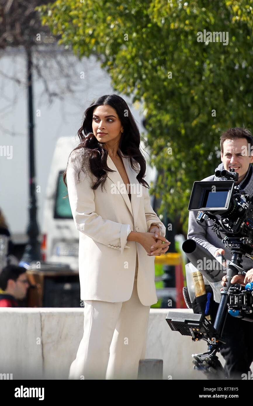 Athens, Greece. 28th Feb, 2019. Actress and model DEEPIKA PADUKONE, is currently in Greece on the occasion of L 'Oreal's advertising campaign, in Syntagma square. (Credit Image: © Aristidis VafeiadakisZUMA Wire) Stock Photo