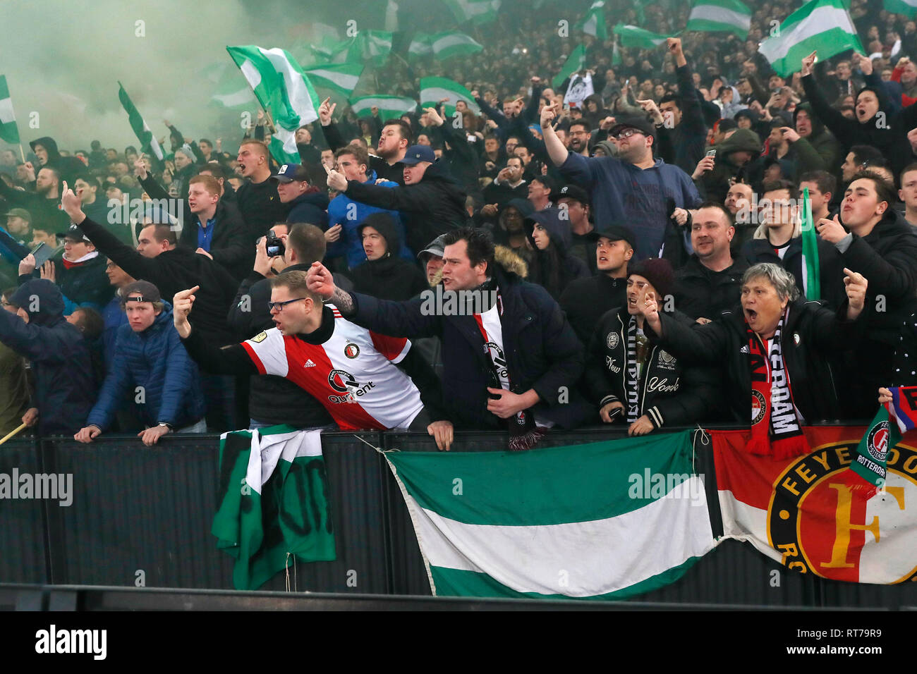 ROTTERDAM, 27-02-20-19, Stadium de Kuip , Dutch KNVB Cup, Semi final. Feyenoord fans during the game Feyenoord - Ajax 0-3 Stock Photo