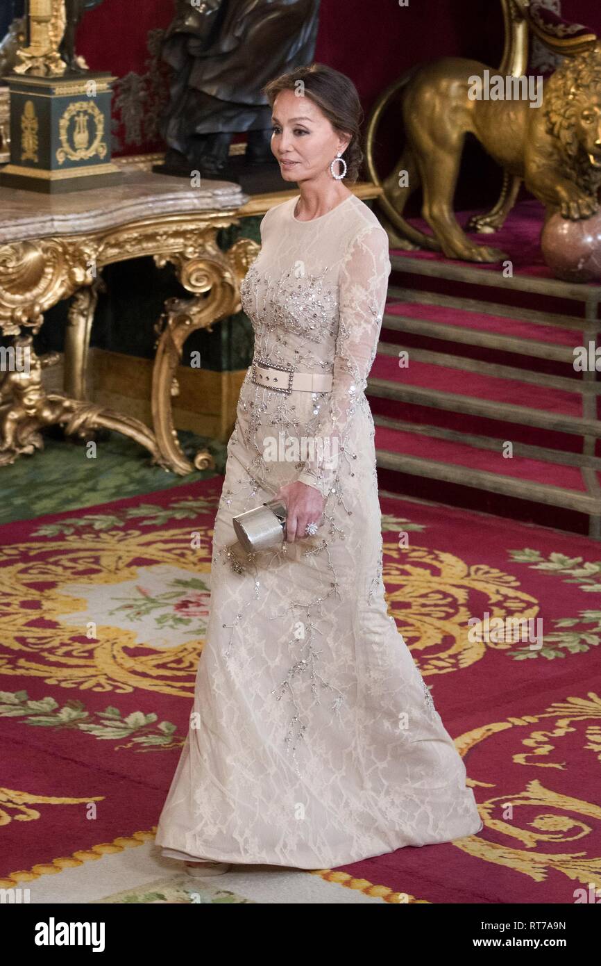 Isabel Preysler during the visit of the President of Peru Martin Vizcarra to Spain at Royal Palace in Madrid. Stock Photo