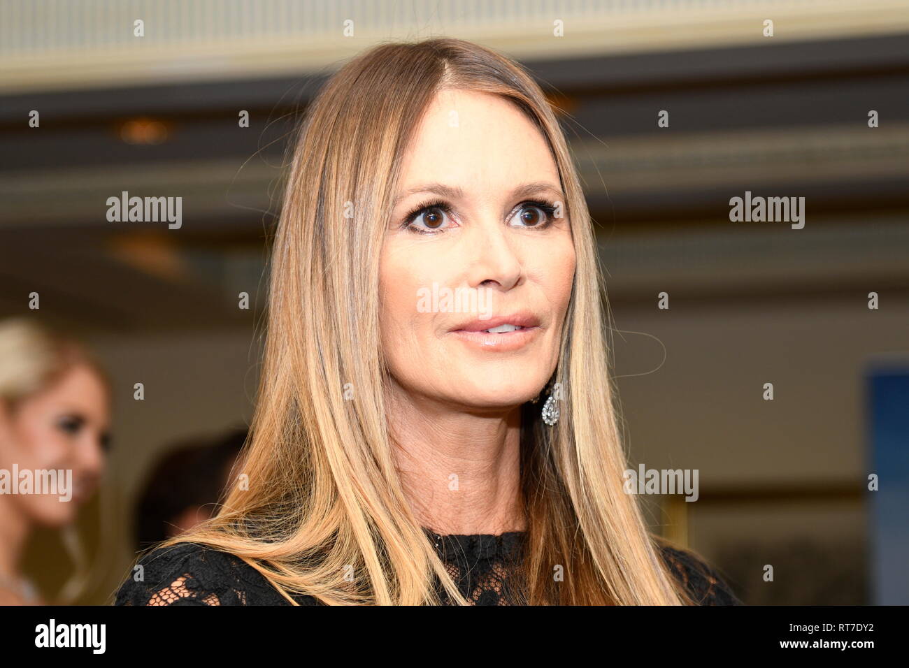 Vienna, Austria. 28th Feb, 2019. This year's opera ball guest of architect Richard Lugner is the former supermodel Elle Macpherson(The Body). Photo session in evening dress for press in the Grand Hotel in Vienna. Picture shows Elle Macpherson. Credit: Franz Perc/Alamy Live News Stock Photo