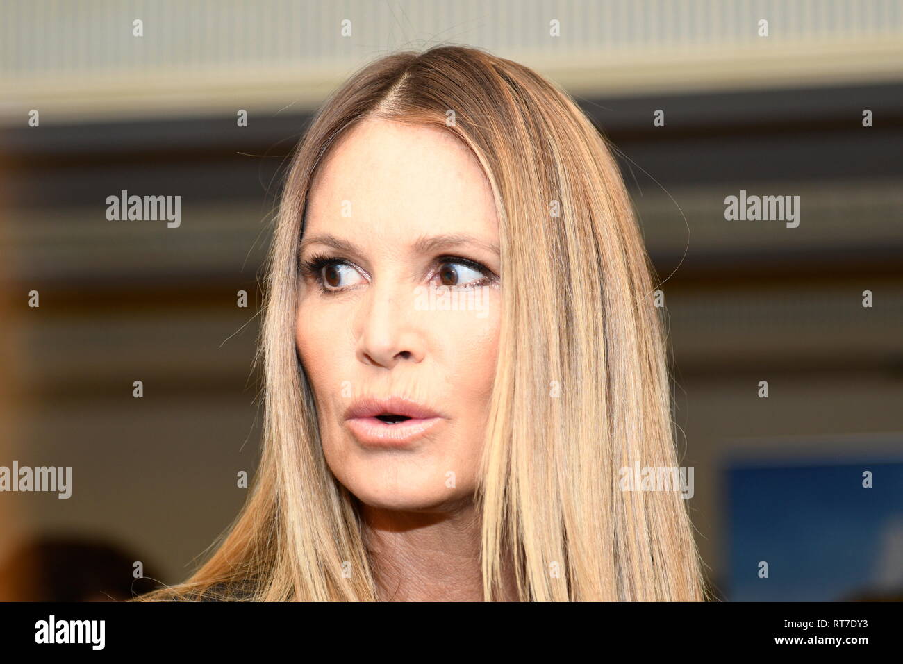 Vienna, Austria. 28th Feb, 2019. This year's opera ball guest of architect Richard Lugner is the former supermodel Elle Macpherson(The Body). Photo session in evening dress for press in the Grand Hotel in Vienna. Picture shows Elle Macpherson. Credit: Franz Perc/Alamy Live News Stock Photo