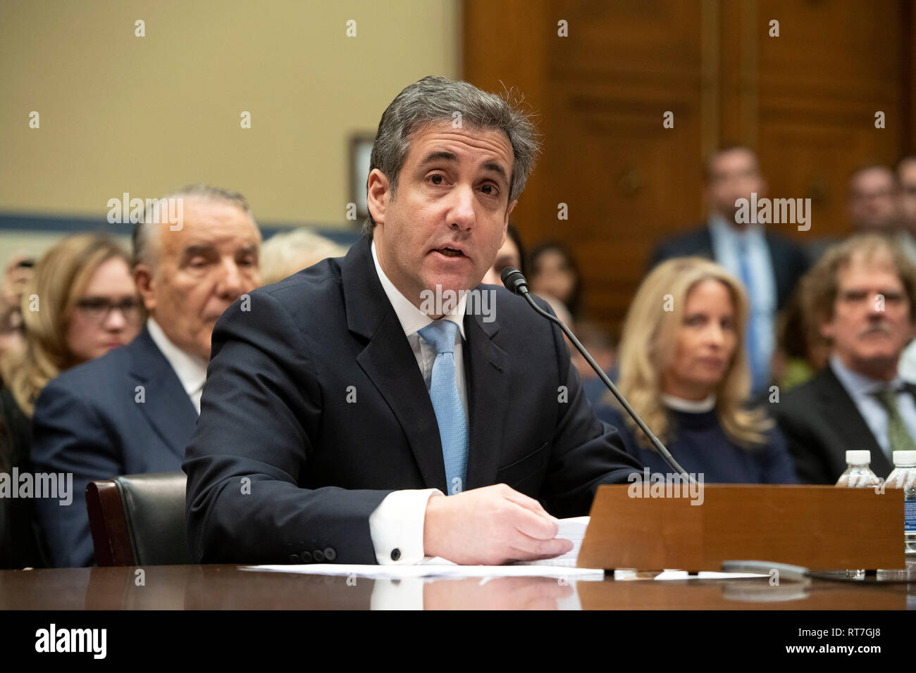 Washington, United States Of America. 27th Feb, 2019. Michael Cohen, Former attorney to United States President Donald J. Trump, testifies before the US House Committee on Oversight and Reform on Capitol Hill in Washington, DC on Wednesday, February 27, 2019. Credit: Ron Sachs/CNP (RESTRICTION: NO New York or New Jersey Newspapers or newspapers within a 75 mile radius of New York City) Photo via Credit: Newscom/Alamy Live News Stock Photo