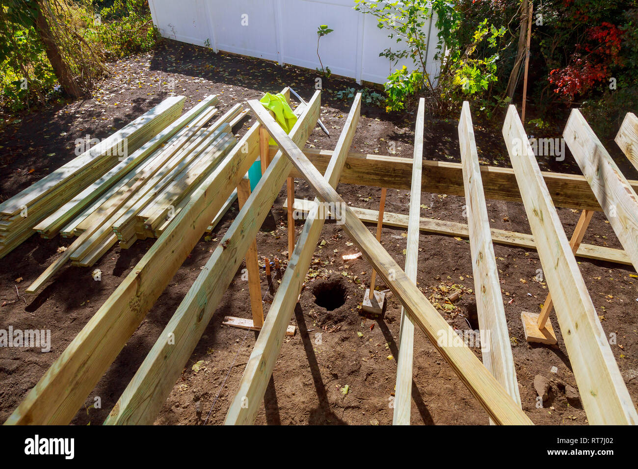 Building a backyard deck with deck boards terrace patio construction