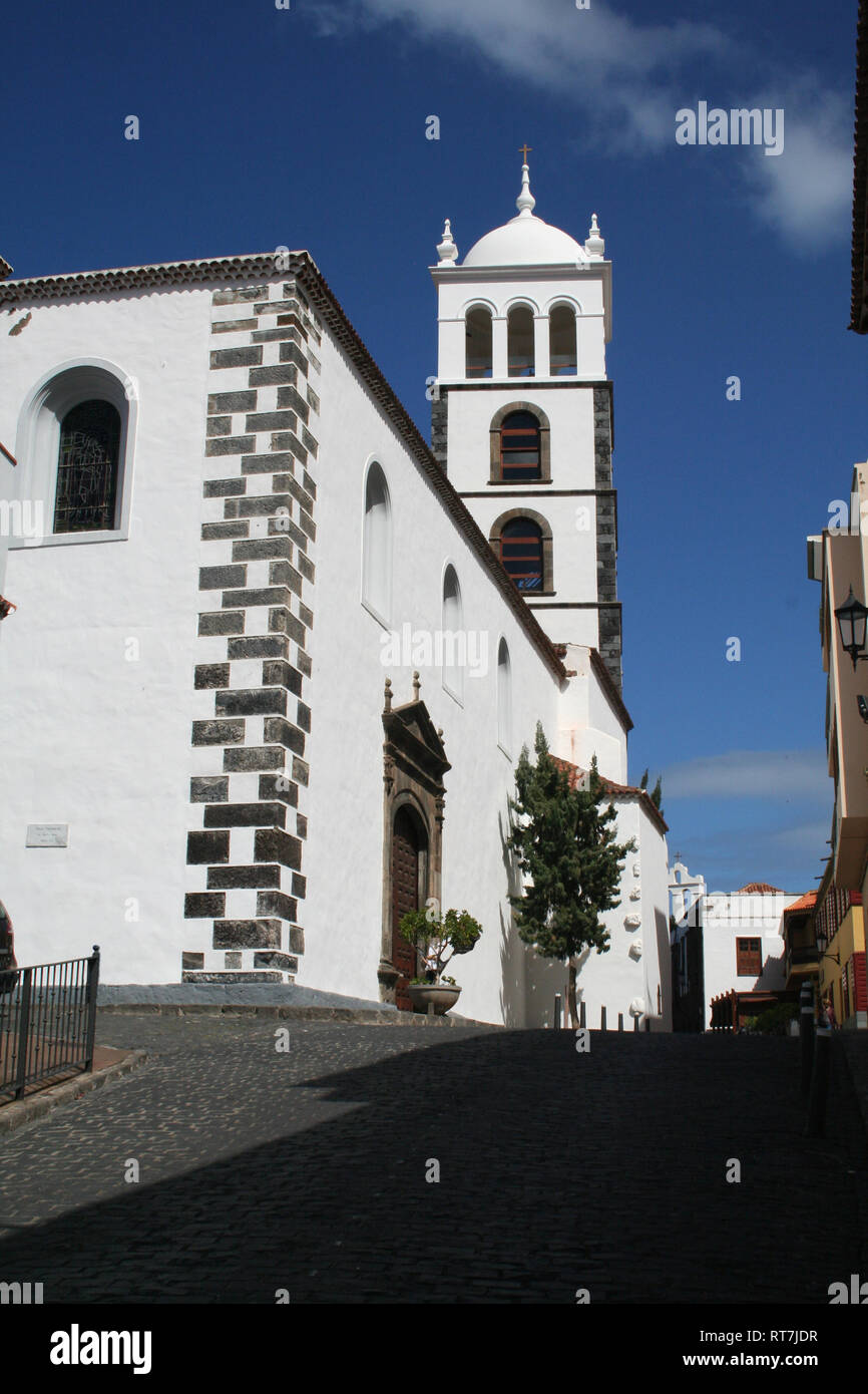 Old church in a small town in Tenerife Stock Photo