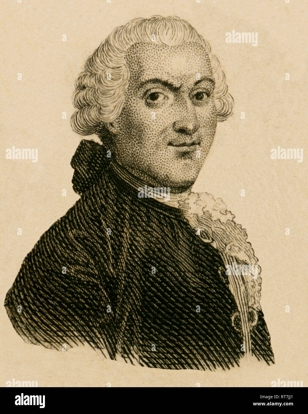Jean-Francois Marmontel, French writer, steel engraving by Carl Mayer ...