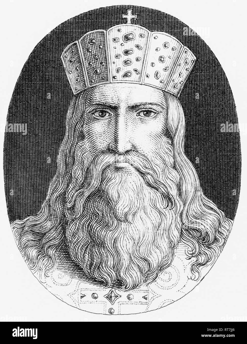 Charlemagne / Charles the Great, king of Franks, from the family of the Carolingians, copperplate engraving from about 1840th., Artist's Copyright has not to be cleared Stock Photo