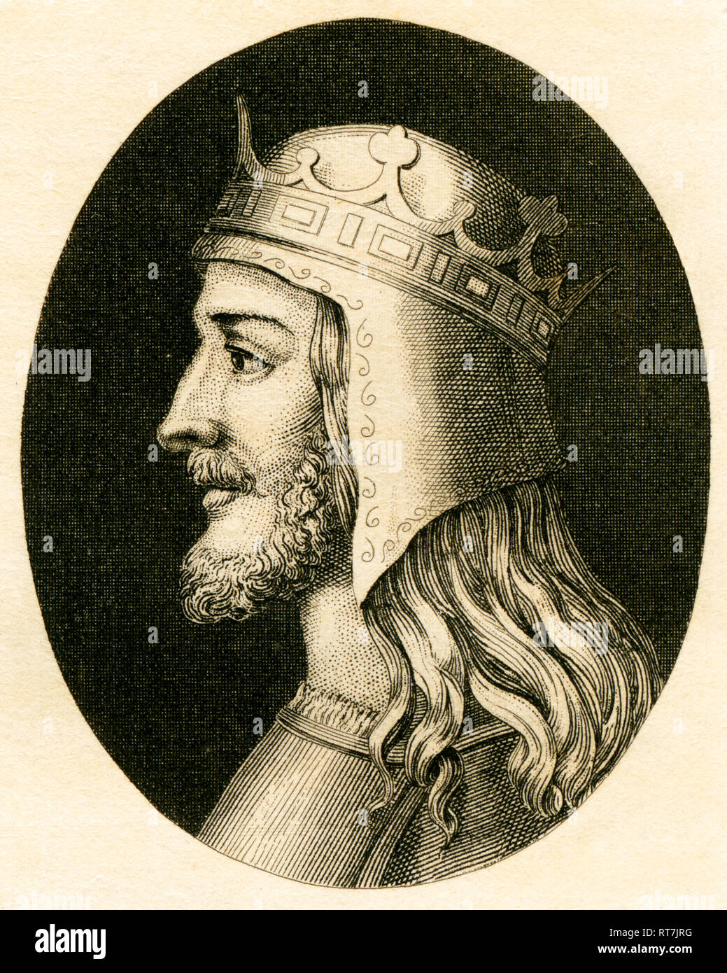 Theoderic the Great, king of Ostrogoths, ruler of Italy, personality of time of migration of people, copperplate engraving from Strahlheim, about 1840th., Artist's Copyright has not to be cleared Stock Photo