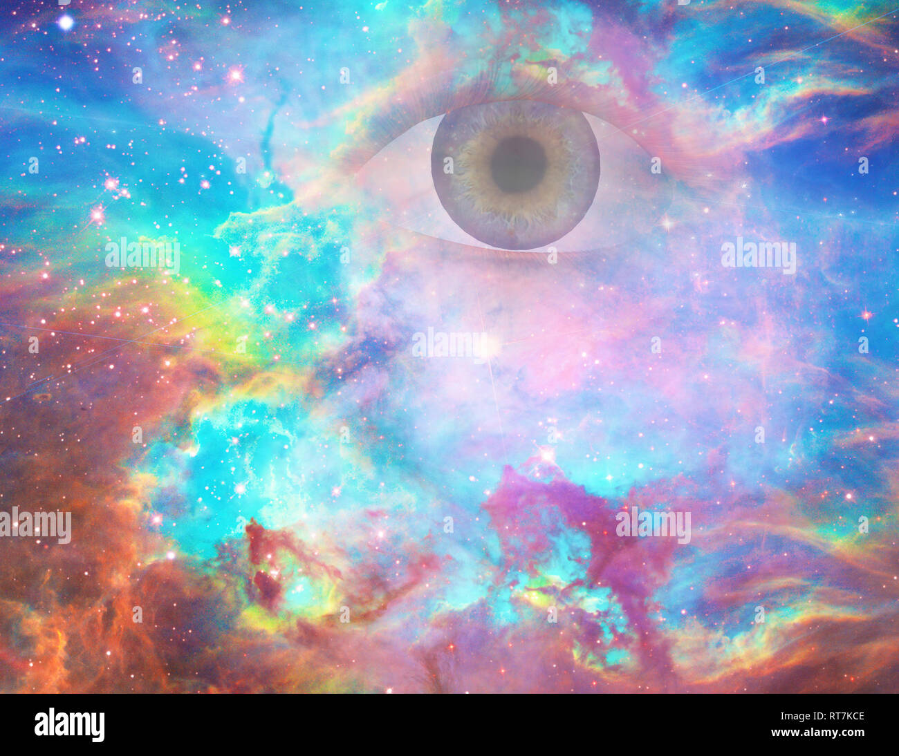 God's eye in vivid universe. Stock Photo