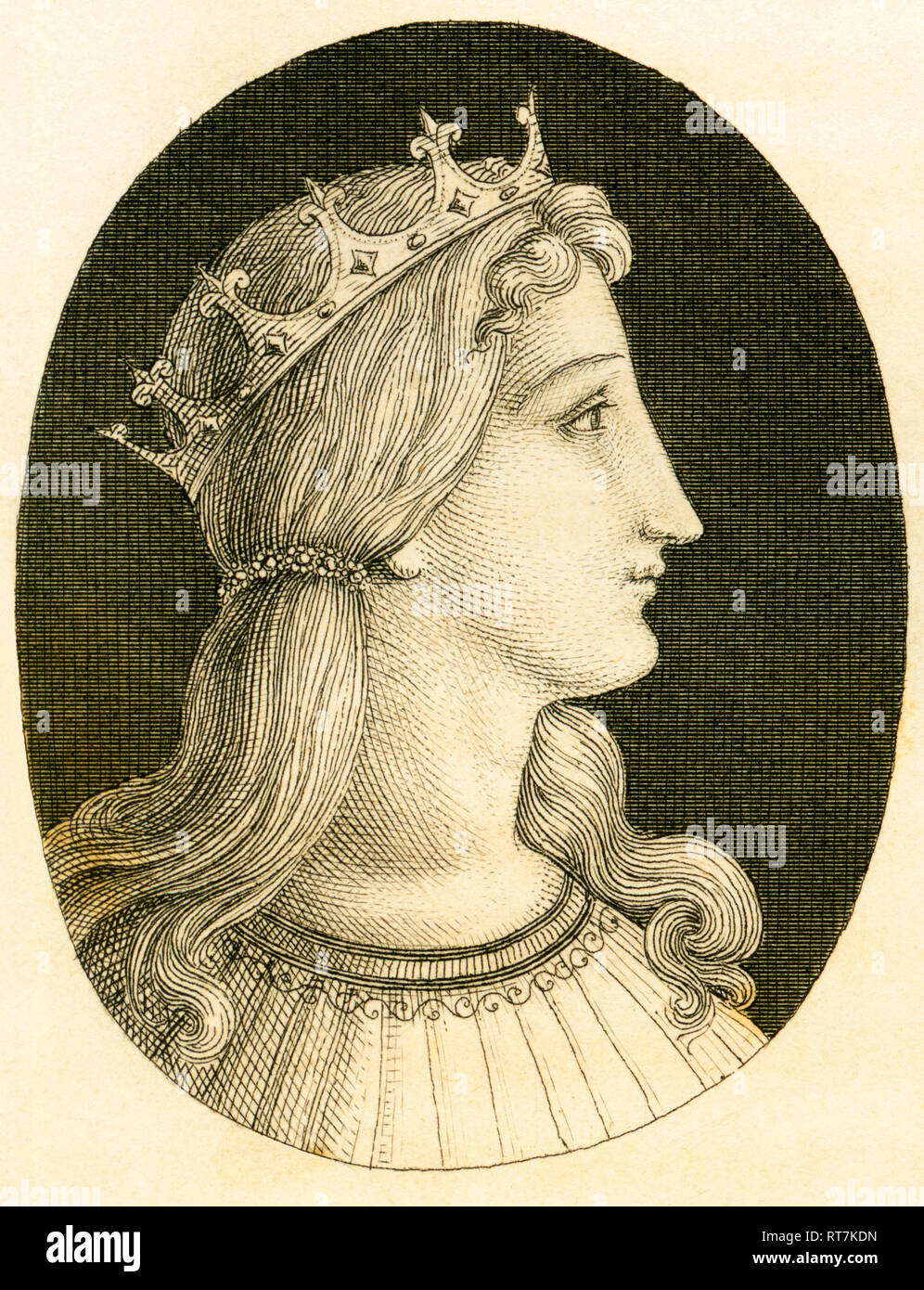 Irene of Athens, Byzantine empress, copperplate engraving from Strahlheim, about 1840th., Artist's Copyright has not to be cleared Stock Photo