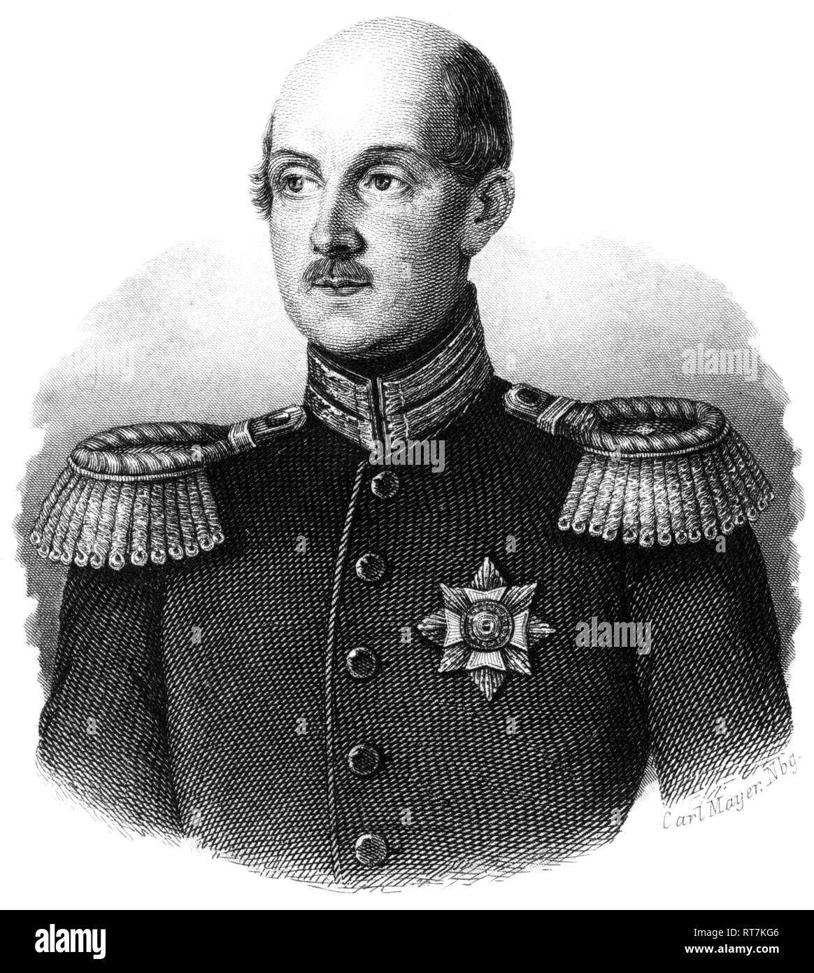 Georg Duke of Saxe-Altenburg, lithography from: 'Gothaischer genealogischer Hof-Kalender nebst diplomatisch-statistischem Jahrbuche auf das Jahr 1853 ' (calender for houses of nobility), Gotha, published by Justus Perthes., Additional-Rights-Clearance-Info-Not-Available Stock Photo