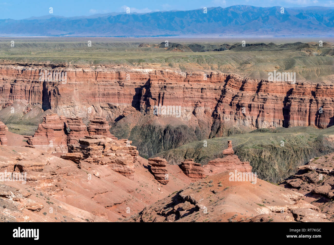 Charyn canyon and the Charyn River gorge, Kazakhstan Stock Photo