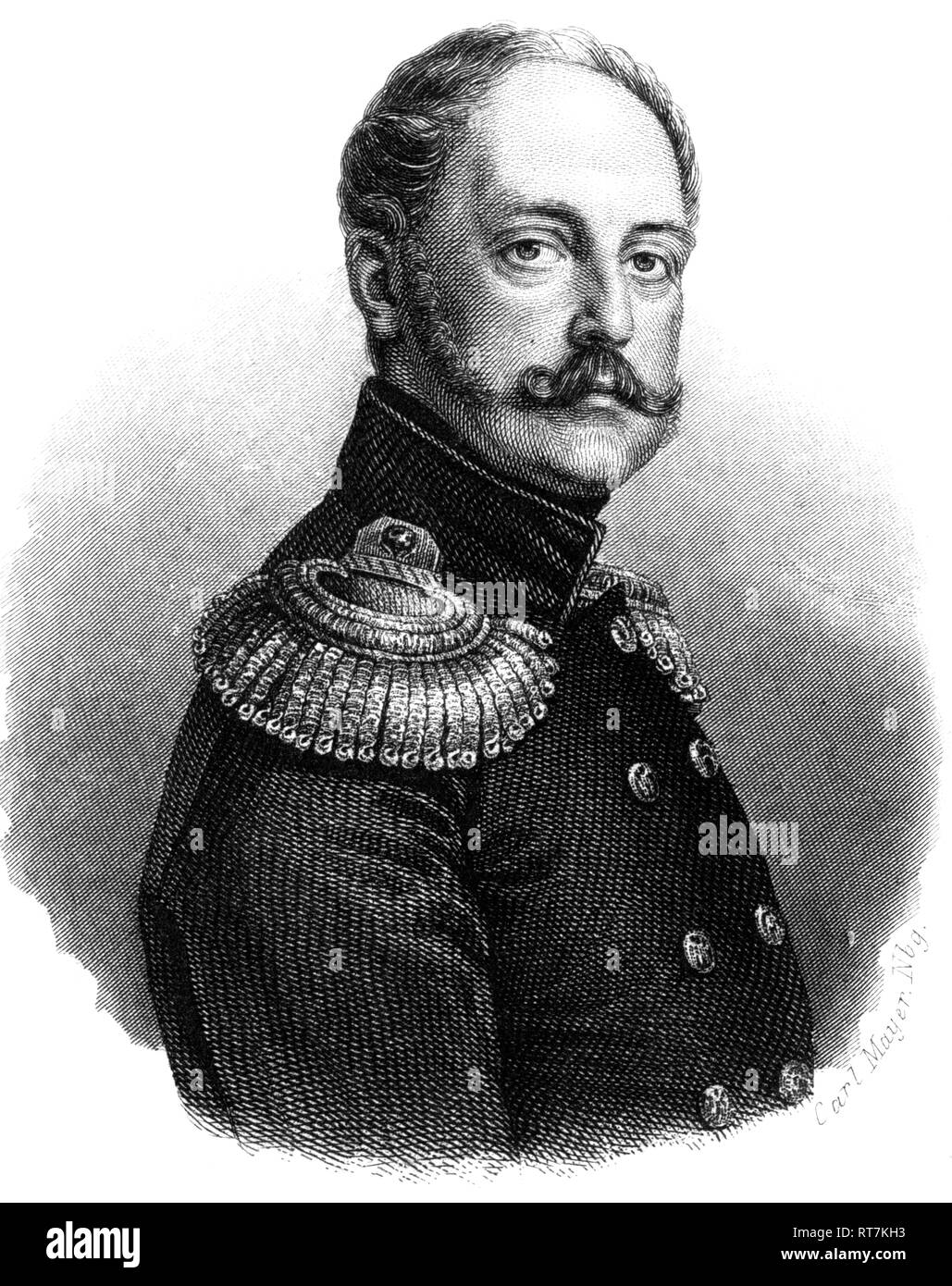 Nicholas I of Russia, Emperor of Russia, lithography from: 'Gothaischer genealogischer Hof-Kalender nebst diplomatisch-statistischem Jahrbuche auf das Jahr 1853', (calender of the houses of nobility), Gotha, published by Perthes., Additional-Rights-Clearance-Info-Not-Available Stock Photo