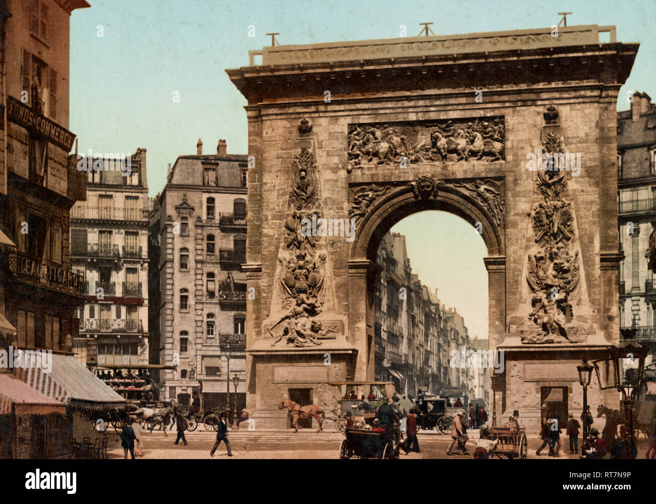 Paris. Porte St. Denis, circa 1900 Stock Photo