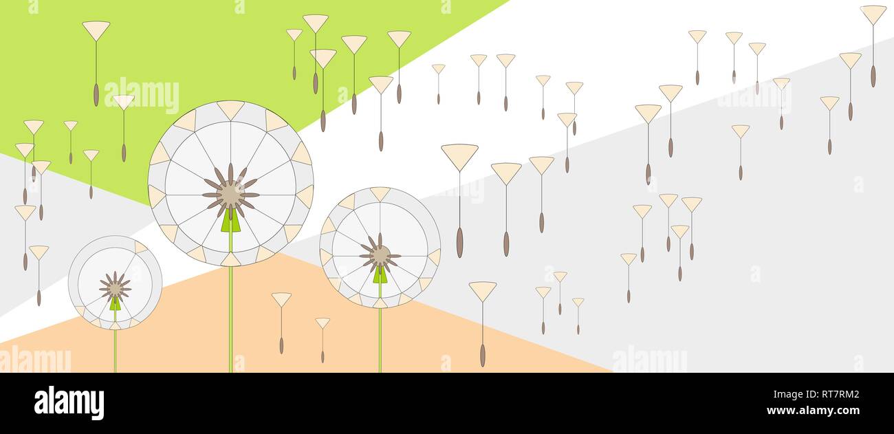 Abstract dandelion with flying seeds. Vector Stock Vector