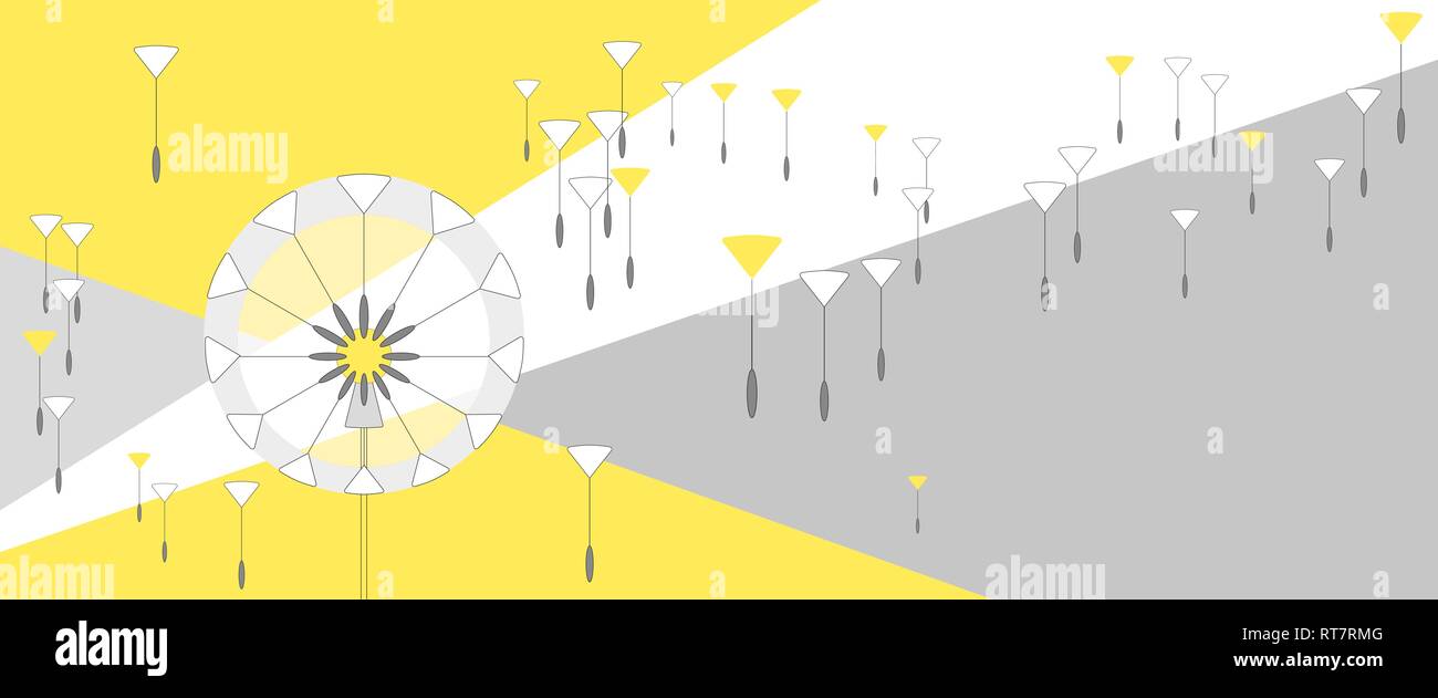 Abstract dandelion with flying seeds. Vector Stock Vector