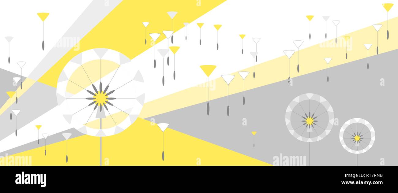 Abstract dandelion with flying seeds. Vector Stock Vector