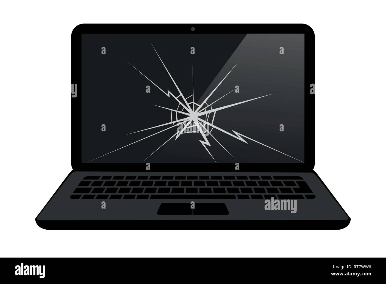 broken laptop display with crack vector illustration EPS10 Stock Vector