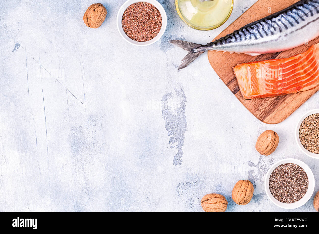 Sources of omega 3 mackerel, salmon, flax seeds, hemp seeds, chia