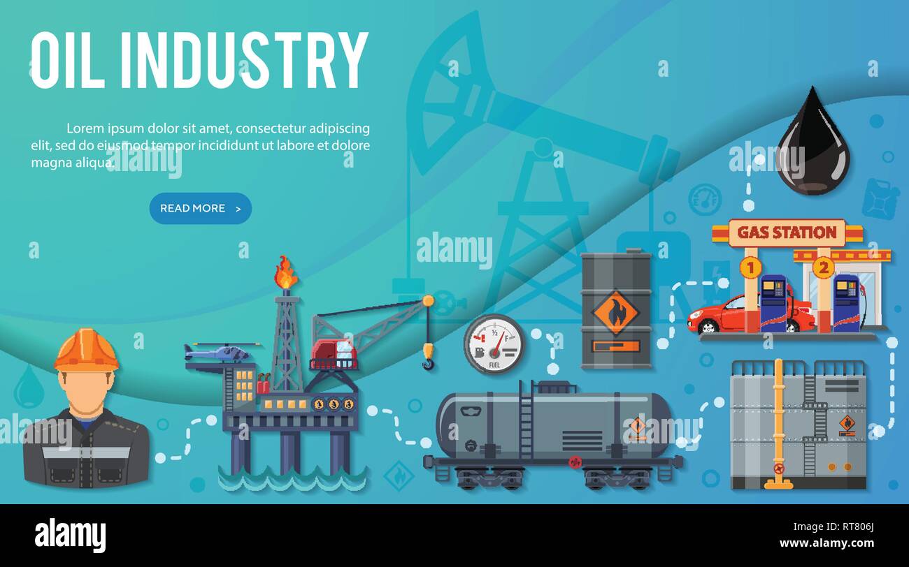 Oil Industry Banner Infographics Stock Vector