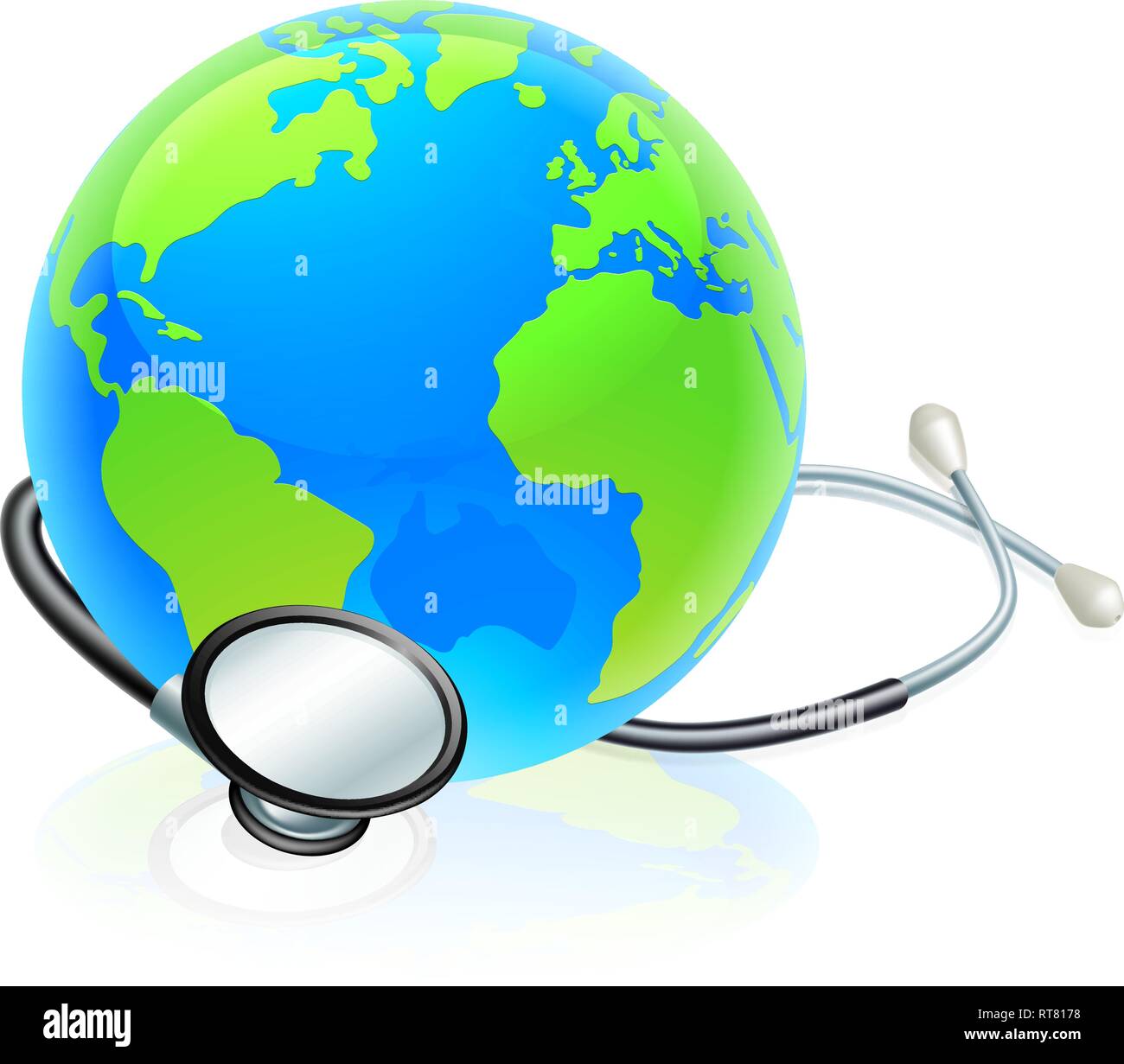 Concept Stethoscope Earth World Globe Health Stock Vector