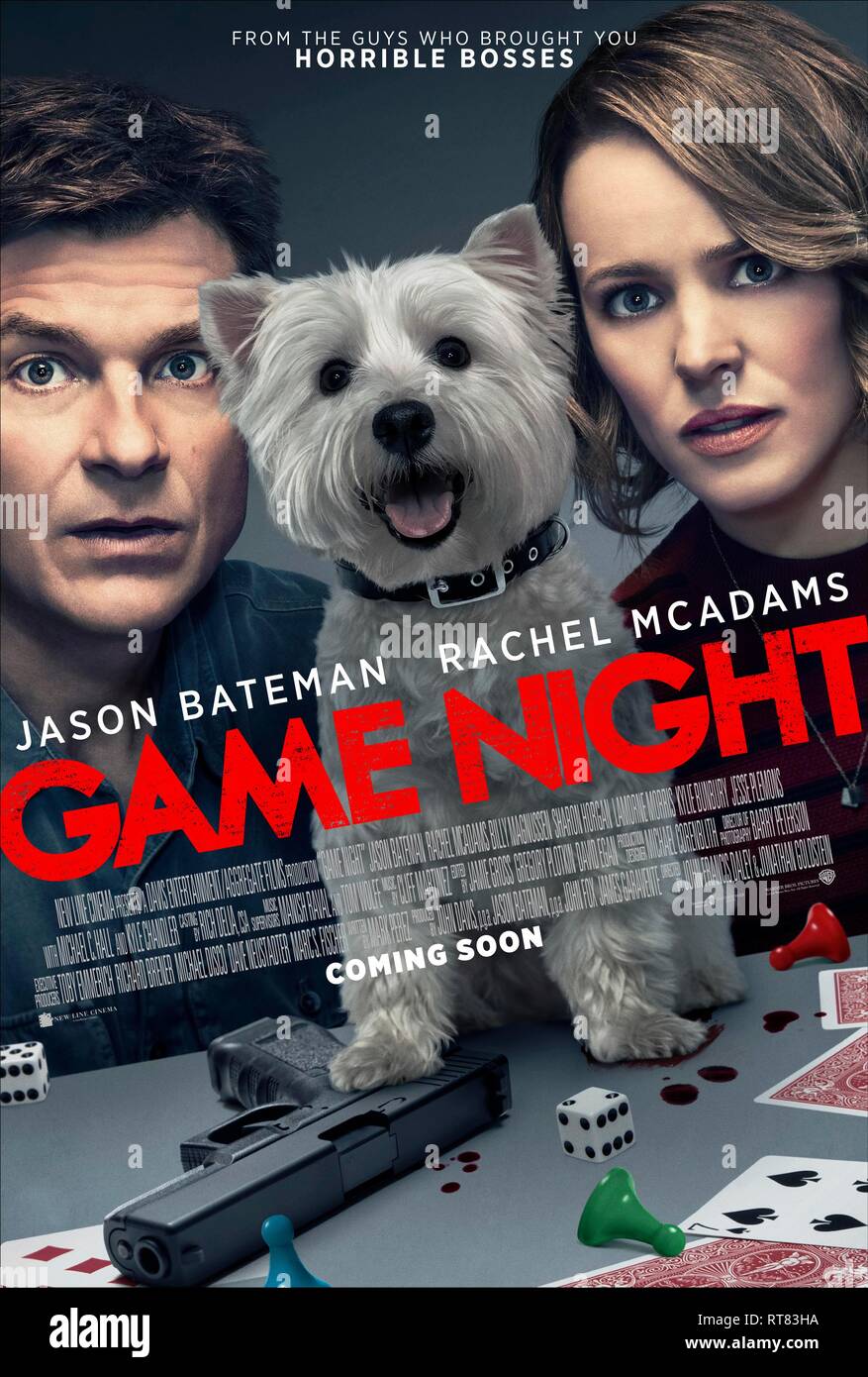 RELEASE DATE: February 23, 2018 TITLE: Game Night STUDIO: New Line Cinema DIRECTOR: John Francis Daley, Jonathan Goldstein PLOT: A group of friends who meet regularly for game nights find themselves entangled in a real-life mystery when the shady brother of one of them is seemingly kidnapped by dangerous gangsters. STARRING: Jason Bateman, Rachel McAdams, Kyle Chandler. (Credit Image: © New Line Cinema/Entertainment Pictures) Stock Photo