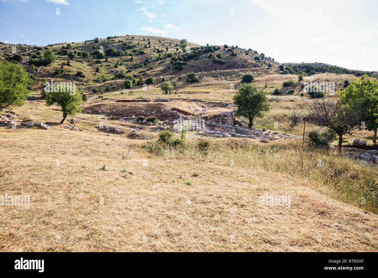 Greece, Peloponnese, Arcadia, Lykaion, antique excavation site below mountain Profitis Ilias Stock Photo
