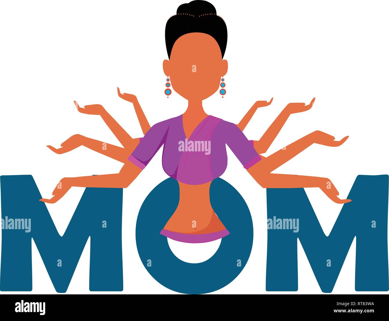 Beautiful brunette mother multitasking with working arms doing ...