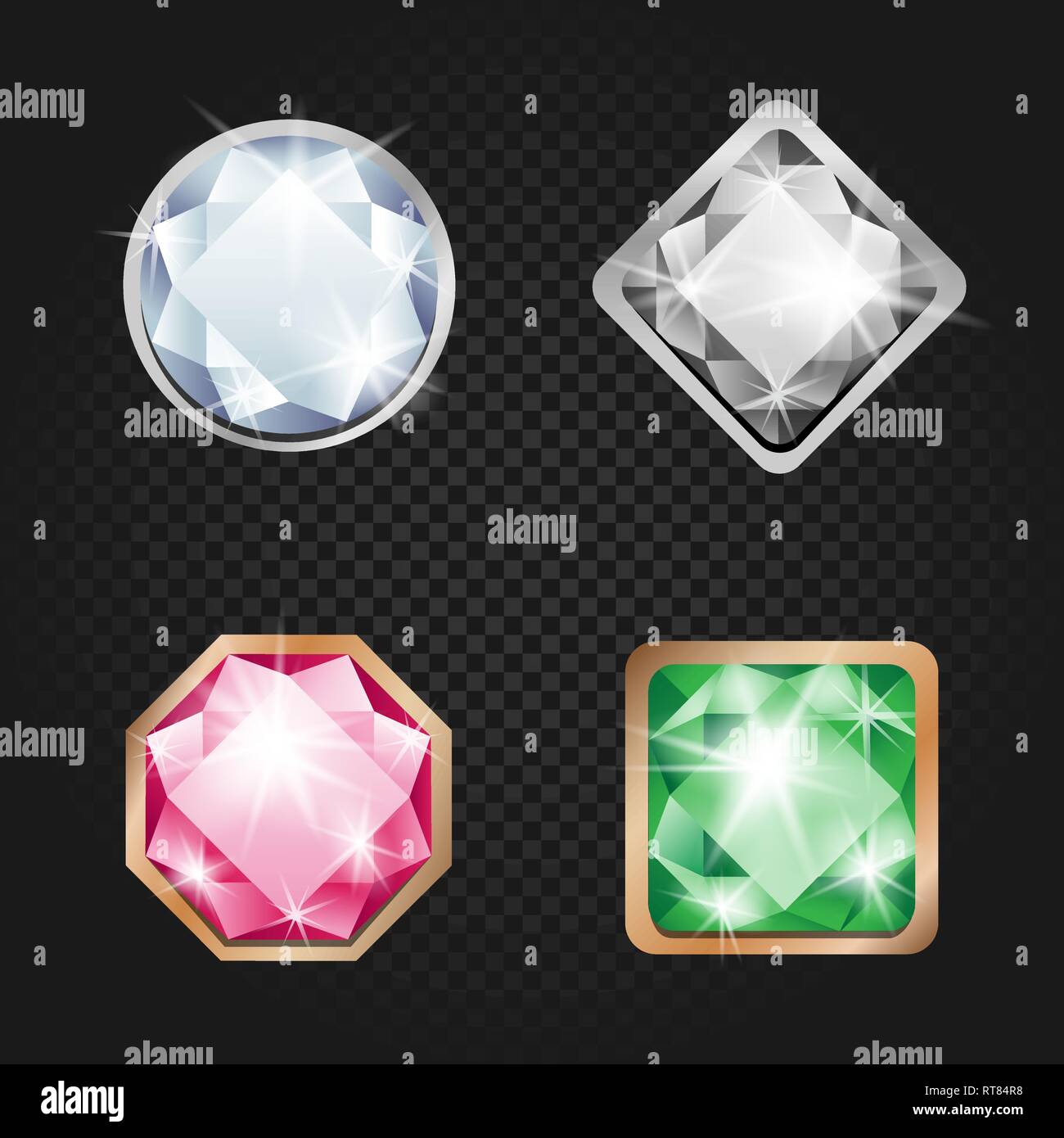 diamonds and jewels dark background Stock Vector