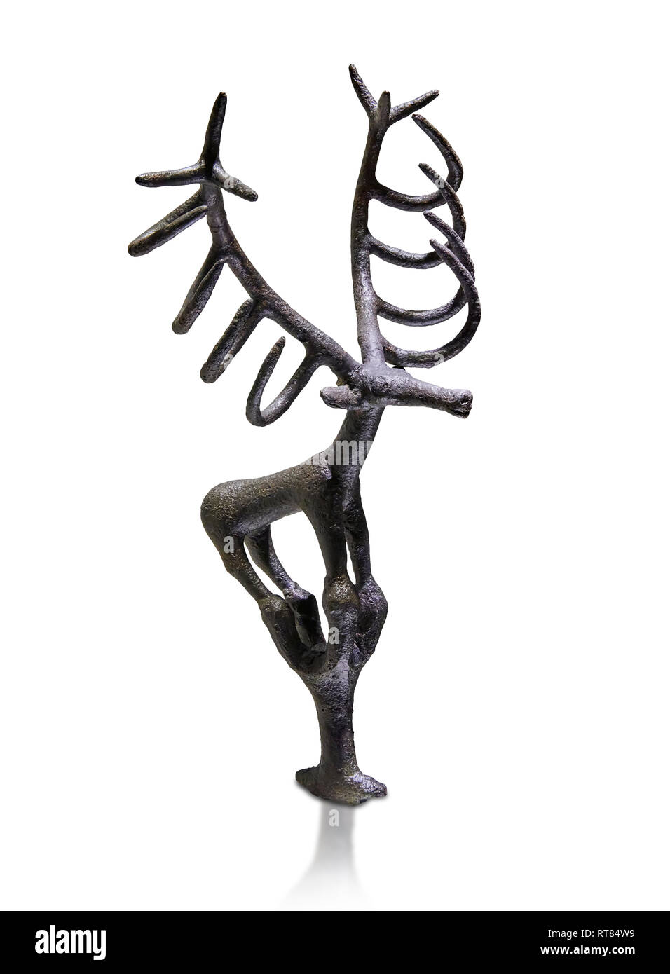 Bronze Age Hattian ceremonial deer statuette in bronze from a possible Bronze Age Royal grave (2500 BC to 2250 BC) - Alacahoyuk - Museum of Anatolian  Stock Photo