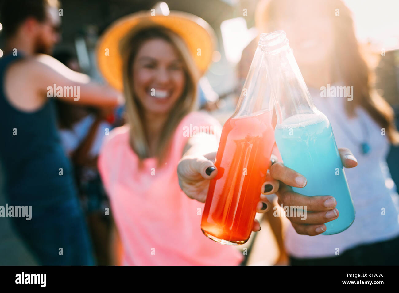 Happy young girls having fun at party Stock Photo - Alamy