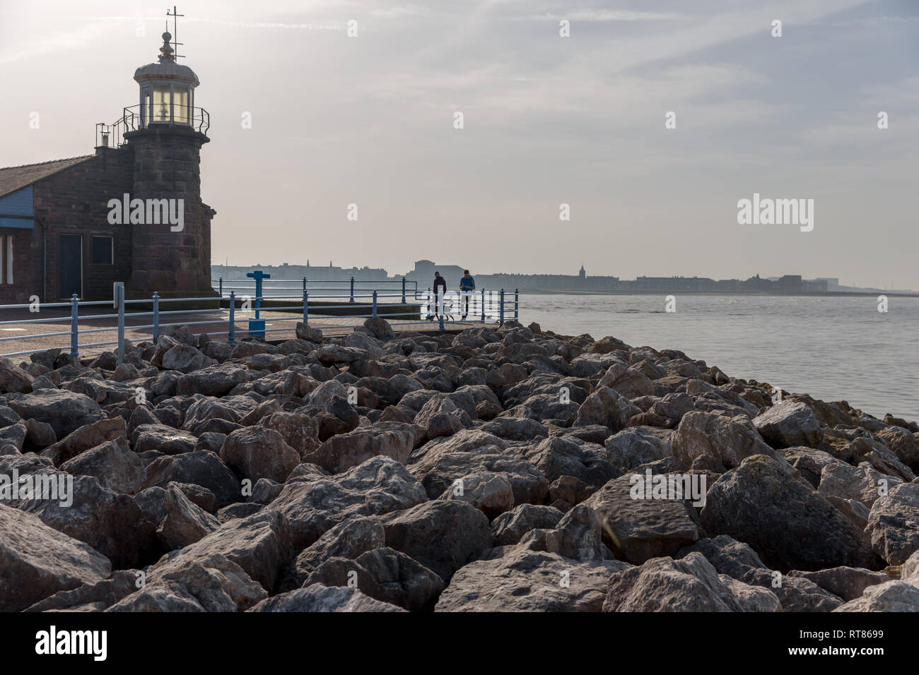 The Lighthouse at the end of The Stone Pier at Morecambe on Morecambe