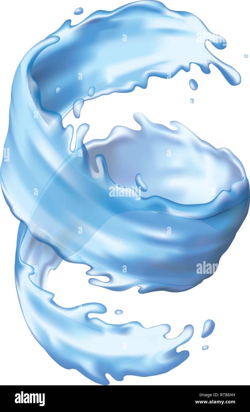 blue water spiral splash drop transparent aqua vector illustration Stock Vector