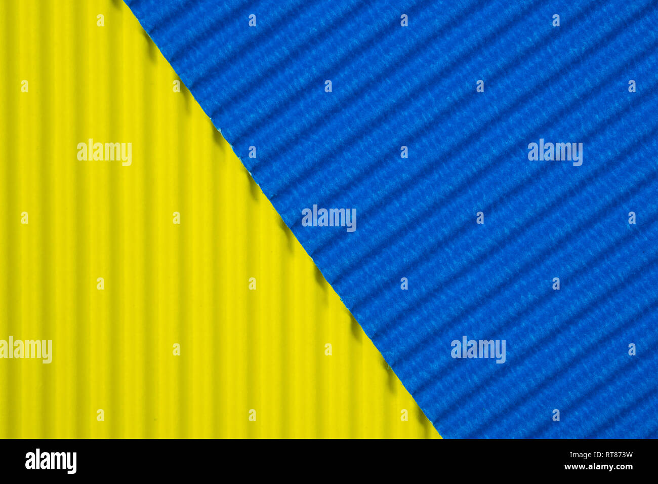 Blue and yellow corrugated paper texture, use for background. vivid colour  with copy space for add text or object Stock Photo - Alamy, image size:1300x956