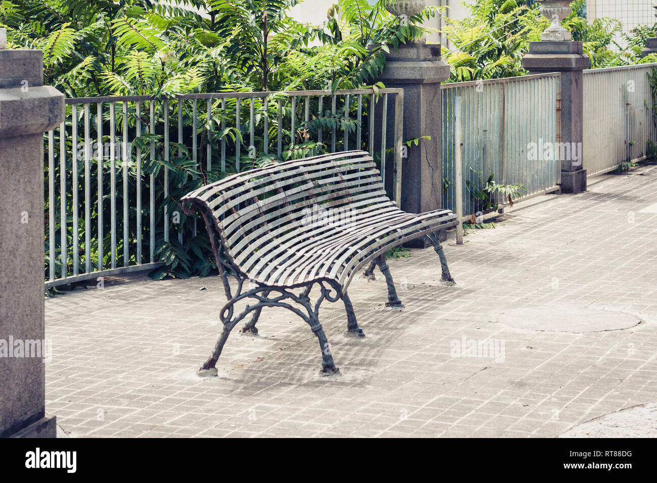 Metal Decorated Magnificent Wrought Iron Bench In The Park In