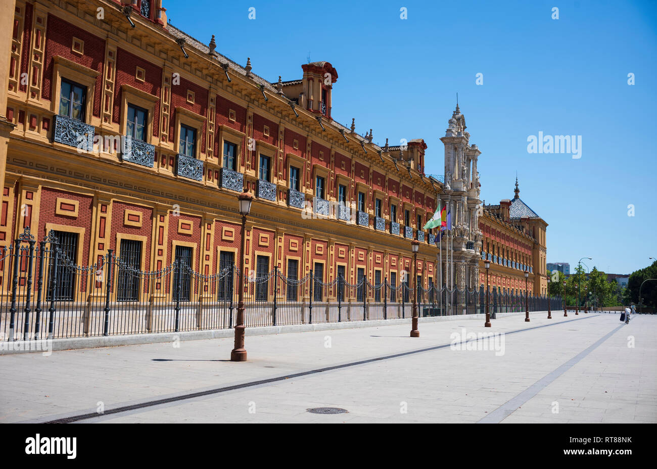 The Palace of San Telmo, a historical edifice in Seville, southern Spain, formerly the Universidad de Mareantes. Stock Photo