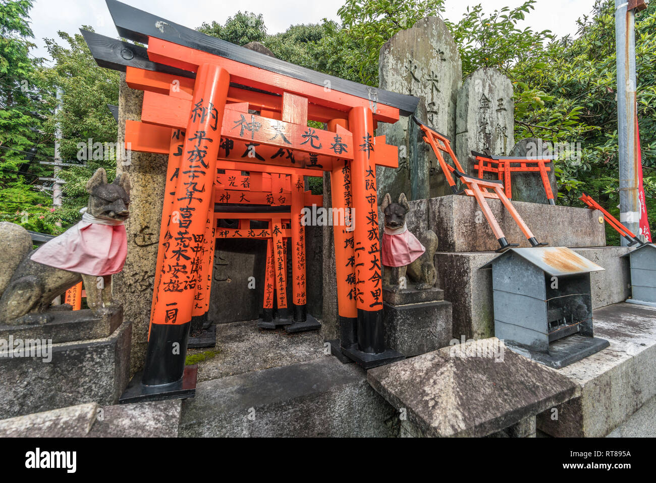 Fushimi-ku, Kyoto, Japan - August 23, 2017 : Shunkou Ogami Otsuka (worshiping stones engraved with deities names) at Sannomine (Shimosha Shinseki) are Stock Photo