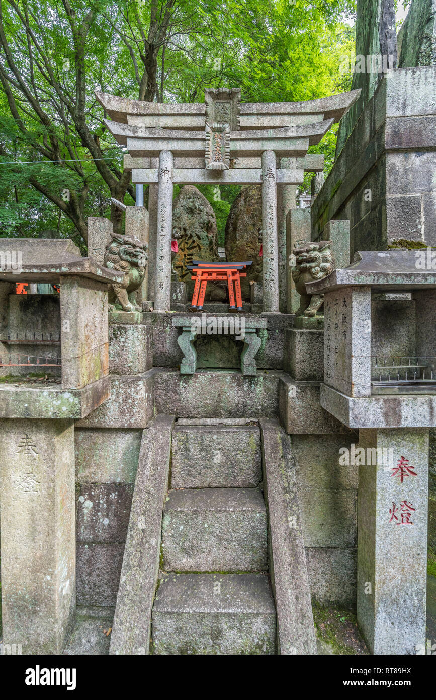 Fushimi-ku, Kyoto, Japan - August 23, 2017 : Matsunaga Ogami Otsuka (worshiping stones engraved with deities names) at Ninomine (Nakasha Shinseki) are Stock Photo